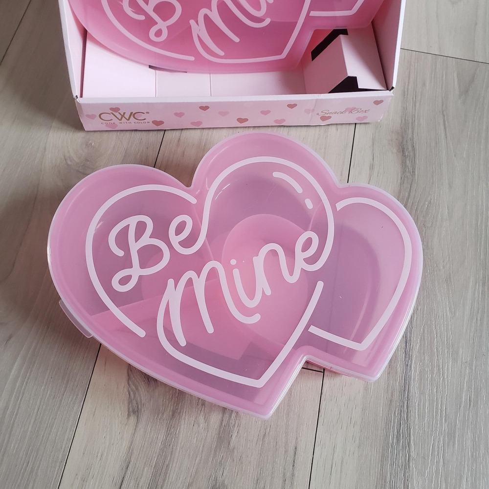 CWC Heart Snack Box Container Set 24oz Pink Be Mine Kids Reusable 3 Stackable - Picture 3 of 6